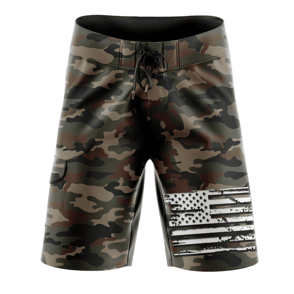 Men's Desert Camo Board Shorts, Decorated in The USA