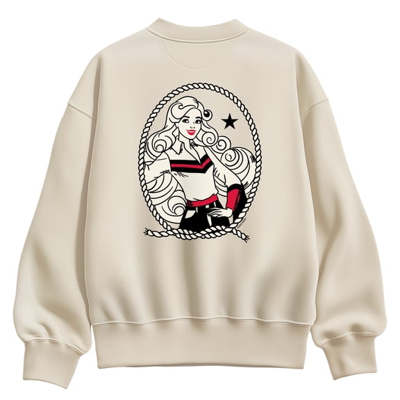 Barbie - Barbie Western Americana Oversized Fleece Crew Sweatshirt