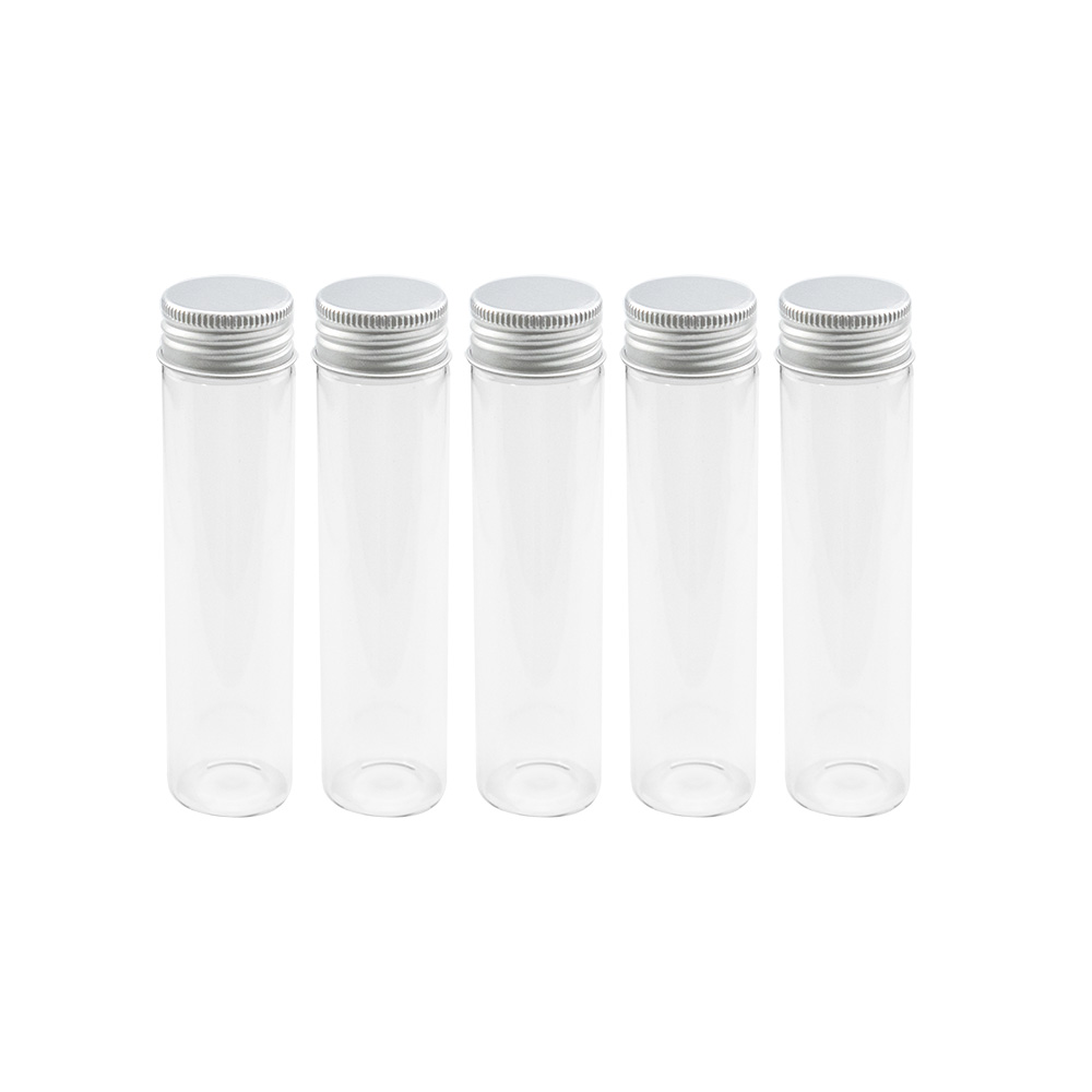 Transparent Borosilicate Glass Bottle With Silver Aluminum Lid 60ml
