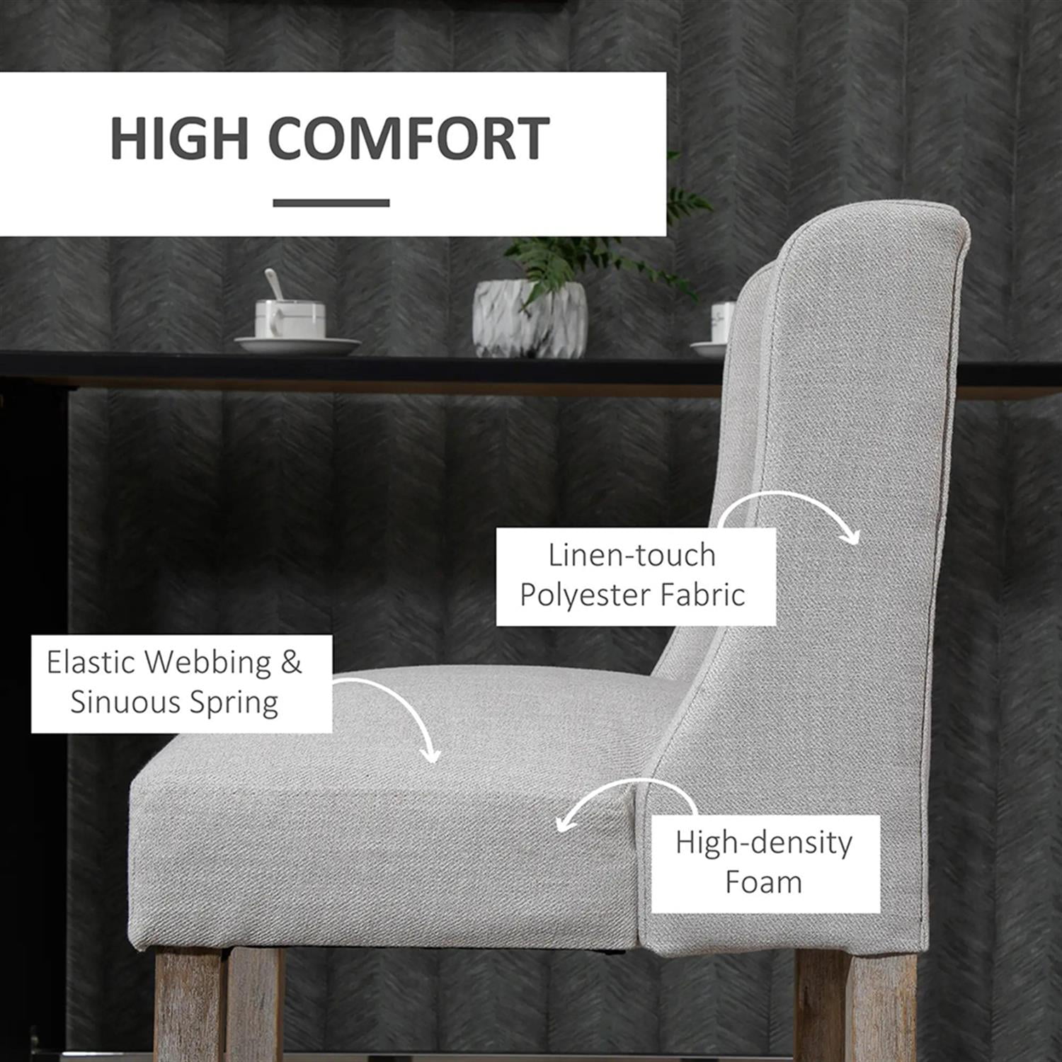 Demi Bonn Modern Bar Stool Set of 2, Cushioned Bar Height Stool with Button Tufted Upholstered Back and Rubber Wood Legs for Kitchen, Dinning Room, Beige