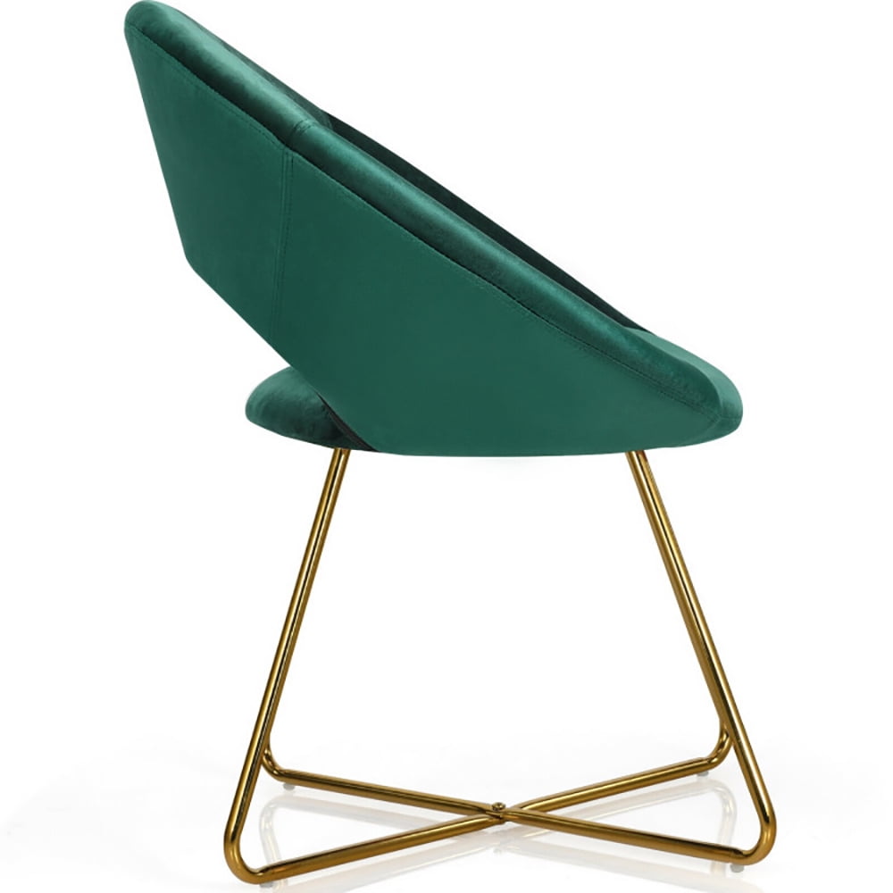 Finihen Velvet Dining Arm Chair, Modern Accent Velvet Dining Arm Chair with Golden Metal Legs and Soft Cushion, for Bedroomï¼Living Room, Dining Room, Kitchen, Dark Green