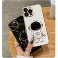 thumbnail image 5 of 6D Plating Astronaut Hidden Stand Case Cover for iPhone 12 Pro Max Women Astronaut Folding Bracket Kickstand iPhone Case with Camera Protector Soft TPU Shockproof Bumper 6.7 Inch - White, 5 of 6