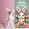 thumbnail image 6 of Bunny Theme Easter Banner Colorful Bows Bunny Backdrop Polka Dot Pattern Cute Design Happy Easter Background for Easter Party Spring Celebration Photo Backdrop, 6 of 8