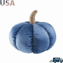 Blue Velvet Pumpkin Decorative Pillow Fall Home Accent Soft Plush Velvet Casual