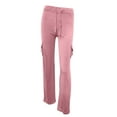 thumbnail image 4 of Women's Wide Leg Yoga Pants High Waisted Cargo Flare Lounge Pants Plus Size Stretch Bootcut Sweatpants with Pockets Pink, 4 of 6