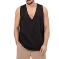 thumbnail image 2 of Rigardu tanks for men mens tank top Men's Fashion Spring And Summer Casual Sleeveless V Neck Solid Color Pullover Undershirt Men's Sports Undershirts Black + XL, 2 of 6