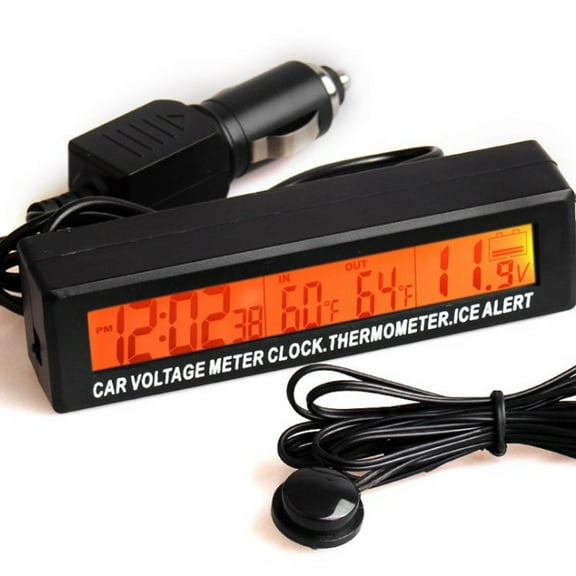 Digital LCD Car Temperature Sensor Indoor and Outdoor Voltage Monitor Clock