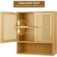 thumbnail image 6 of Bamboo Cabinet Wall Mount, Rattan Medicine Cabinet with Shelves and Doors, Wall Cabinet Above Toilet, Storage Organizer for Laundry Room, Kitchen, Living Room, 6 of 15