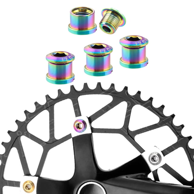 Tornillos de plato de bicicleta Cola 4x tornillos de rueda de cadena de disco doble simple aleación de titanio