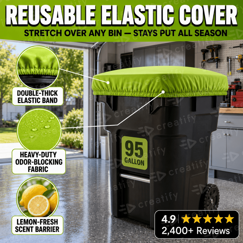 Trash Smell Buster, Outdoor Plastic Garbage Trash Can Covers, Contain Odors, Lemon Scent, 64 Gallon Trash Bin, 3 Covers