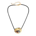 thumbnail image 2 of Metal Oval Bead Necklace Geometric Pendant Collarbone Chain Ornament Unique PU Leather Cord Chokers Fashion Accessory, 2 of 10