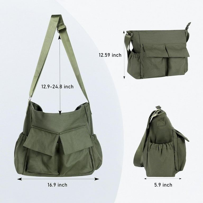 Canvas Messenger Bag Crossbody Shoulder Bag for Men Women Vintage