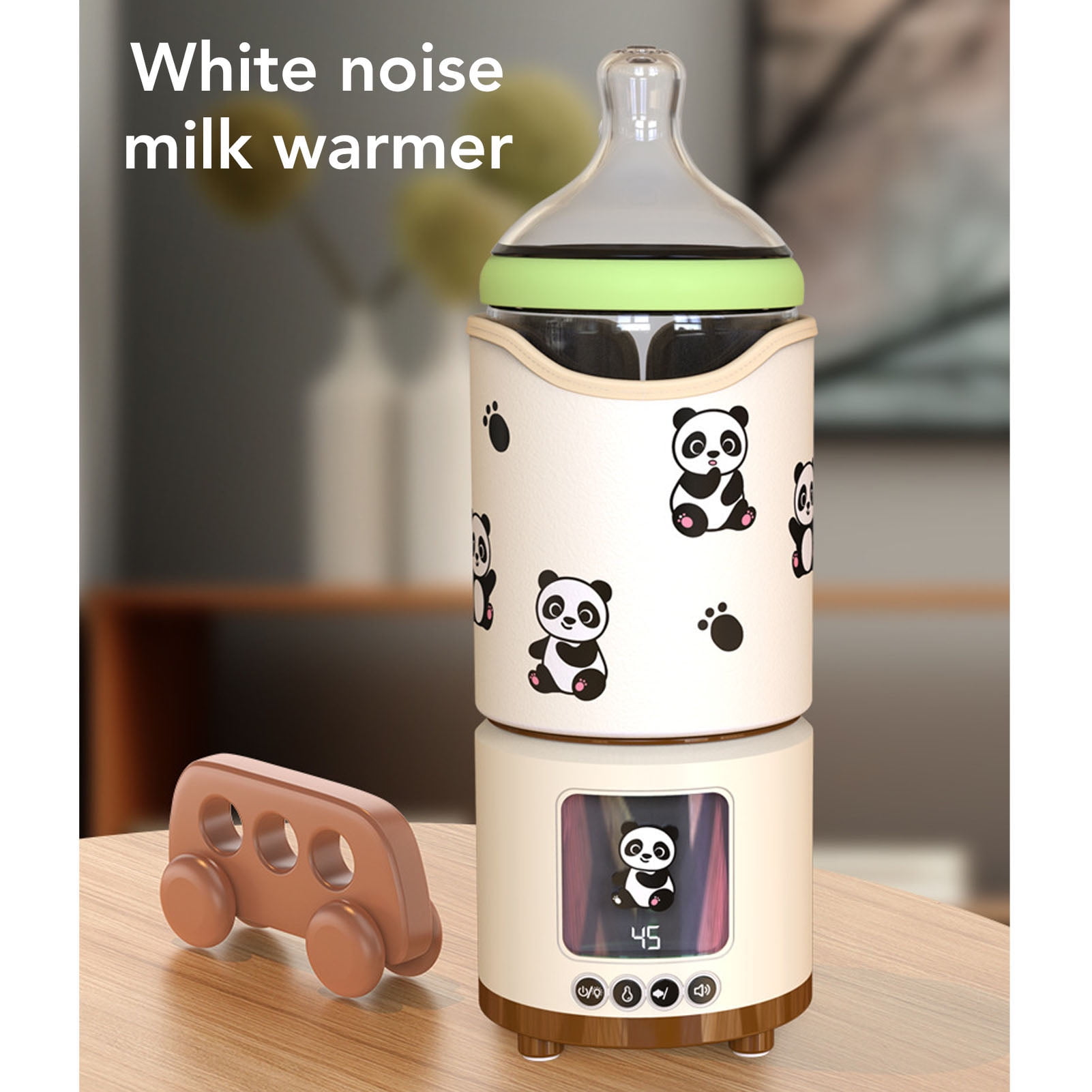 Nieyigj 2 in 1 White Noise Milk Warmer Portable Sleeping Device Wireless Baby Bottle Warmer with 5800mAh Built-in Battery Digital Display and 4 Temperature Levels for Home Office Travel Use White