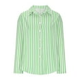 thumbnail image 7 of YUGYXL Womens Button Down Cardigan Shirts Trendy Striped Lapel Long Sleeve Tshirts Ladies Tunics Lightweight Cardigans Green S, 7 of 7
