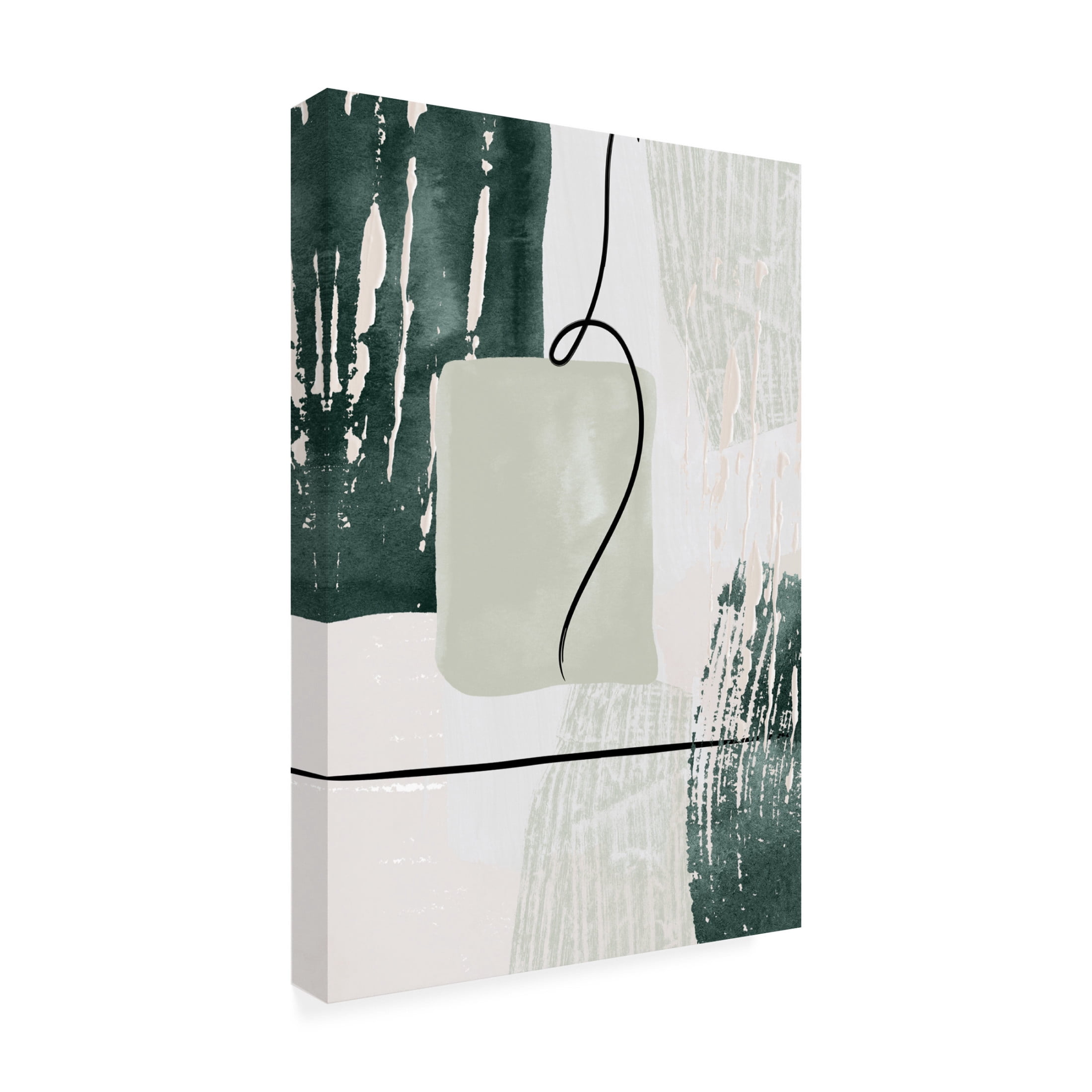 Trademark Fine Art Sally Ann Moss Abstract Shapes in Green 3 Canvas Wall Art