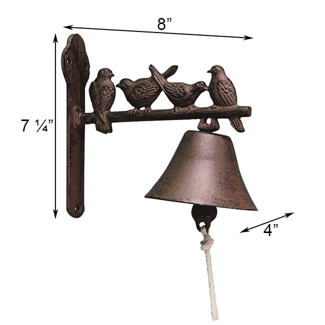 Esschert Design Doorbell Birds Cast Iron Wall Mount Decorative 8.58 x 4.37 x 7.52 Inch