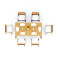 thumbnail image 6 of 7-Piece Teak Dining Set: 83" Rectangle Table + 6 Wave Stacking Arm Chairs, 6 of 9