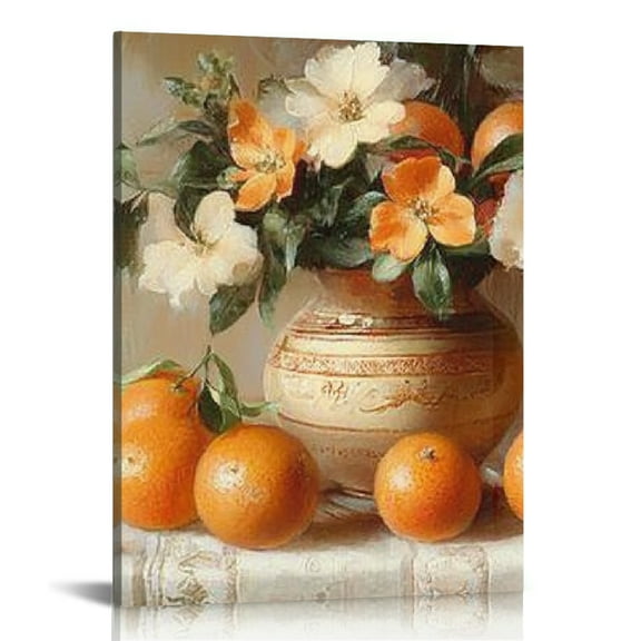 ZFLMY Flowers Oranges Canvas Prints Wall Art Ready to Hang for Home Decor Living Room Bathroom Bedroom Office 12x16in