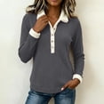 thumbnail image 2 of GUACER Sherpa Collared Tops for Women Long Sleeve Ribbed Knit Pullover Fuzzy Trim Button Up Sweaters Fall Winter Thermal, 2 of 8