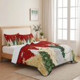 thumbnail image 5 of Quilts King Size Bedding Set, Red Christmas Lightweight Quilted Comforter, Gold Silver Green Pine Trees Snowflake Xmas Soft Reversible Bedspread Coverlet with Pillow Covers for All Season, 96" x 106", 5 of 9