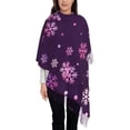 thumbnail image 3 of Gaeub Purple Snow Flakes Print Tassel Scarf,Wraps Scarves for Women,Winter Scarf,Cold Weather Shawls,Ideal for Travel, 3 of 8