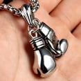 thumbnail image 4 of HOOUN Mens Silver 3D Boxing Gloves Pendant Necklace Punk Biker Jewelry Box Chain 24", 4 of 6