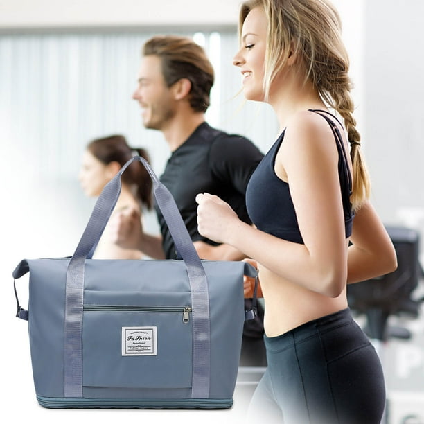 Bolso bandolera plegable de nailon ZJT250125695 | Bolsa de viaje de gran capacidad con múltiples compartimentos para separación de líquidos y secos | Bolso ligero de lona para gimnasio, senderism