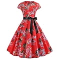 thumbnail image 1 of Robe Rétro Femmes Années 50 60 Florale Patineuse Évasée Hepburn Soirée Fête Bal, 1 of 3