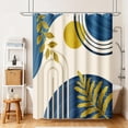 thumbnail image 4 of Inadays Shower Curtain Liner Mid Century Modern Navy Blue Boho Leaves Shower Heavy Duty Curtains Bathroom Decor Sets Waterproof with Hooks, 72x72in, 4 of 9