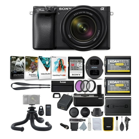 Sony Alpha a6400 Mirrorless Digital Camera with 18-135mm Lens (Black) Bundle