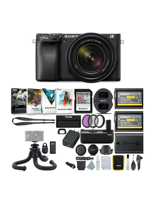 Sony Alpha a6400 Mirrorless Digital Camera with 18-135mm Lens (Black) Bundle