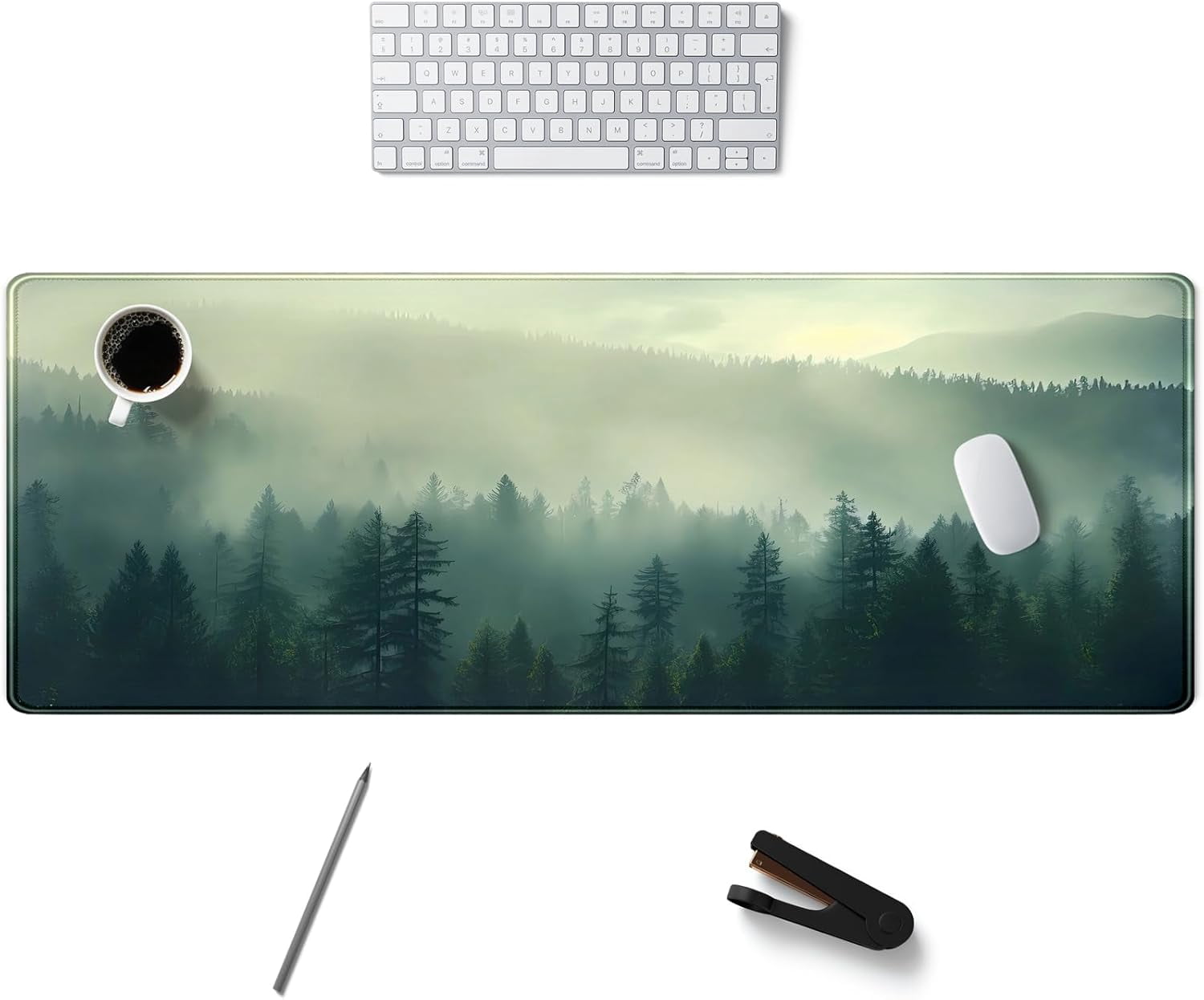 Forest Desk mat Green 31.5''X11.8'' Nature Mouse Pad XL Landscape Large Gaming Mousepad Aesthetic Desk Pad Extended Big Keyboard Mouse Mat Office Decor
