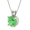 thumbnail image 2 of Clara Pucci 14K White Solid Hypoallergenic Gold 3Ct Green Zircon Round Brilliant Cut Solitaire Designer Necklace Pendant For April, 2 of 7