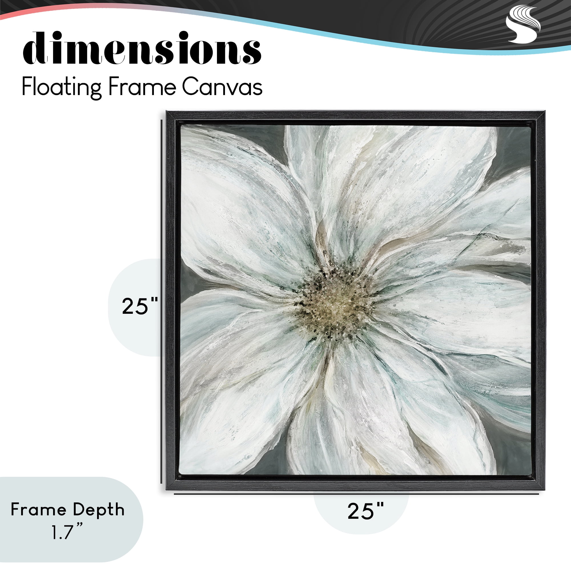 Stupell Industries Large White Flower Closeup Black Framed Floater Canvas Wall Art, design by Carol Robinson