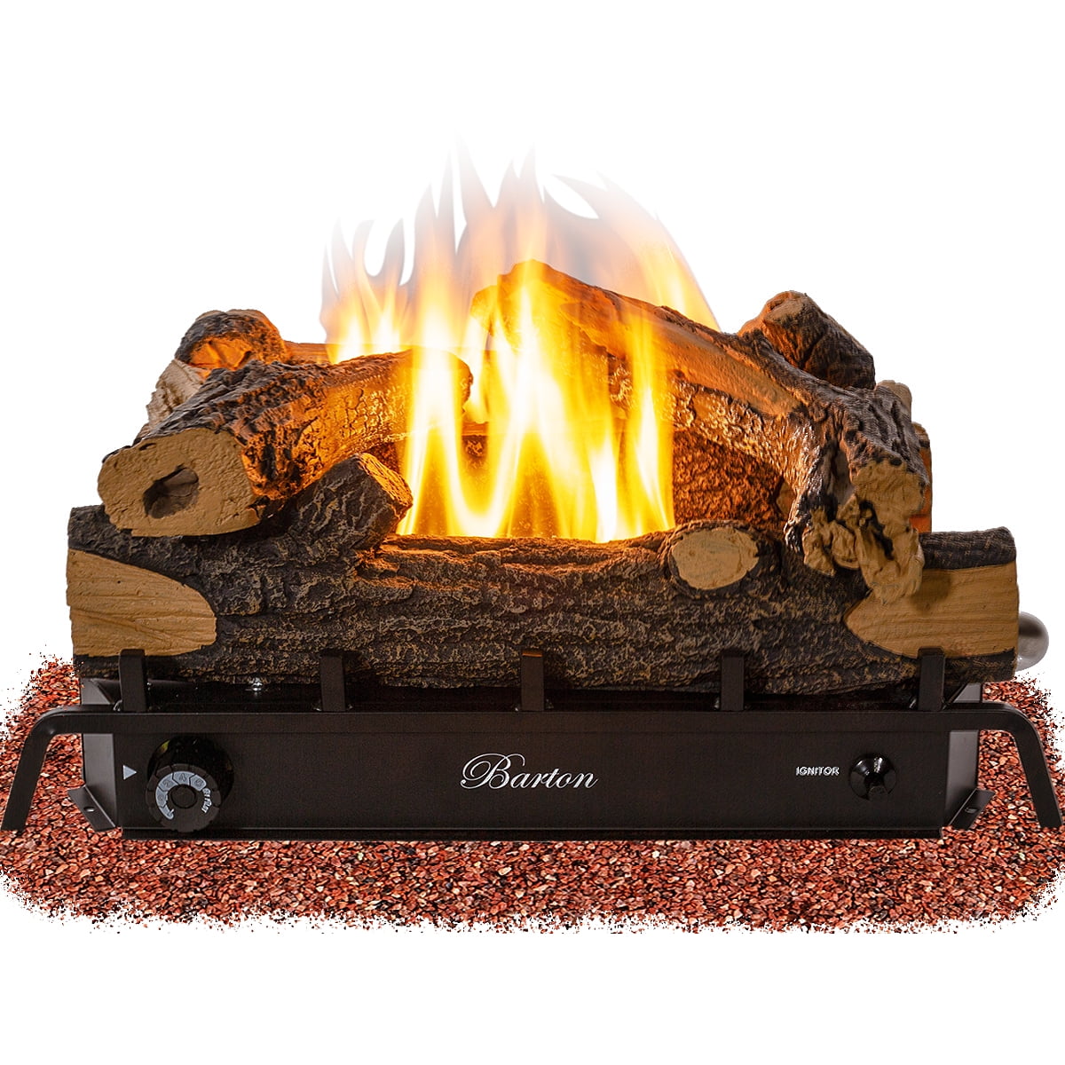 Vent-Free Natural Gas Fireplace Logs Log Set DIY Insert Heat Kit Burner 24 in 