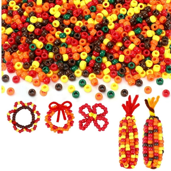 1200Pcs Plastic Pony Beads,0.24In Fall Beads for Jewelry Making,Autumn Pony Beads for Craft,Autumn,Thanksgiving,Jewelry Supplies