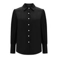 thumbnail image 4 of ZUKMRJPC Women Button Down Shirts Lantern Long Sleeve Classic Casual Collar Shirts Solid Color Loose Fit Lightweight Business Work Shirt, 4 of 8