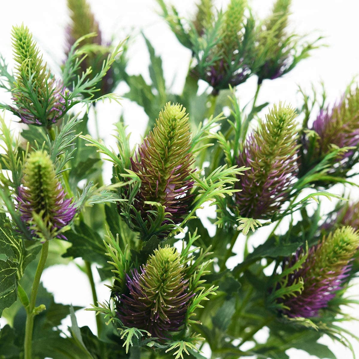 Viworld Real Size Artificial Thistle Flowers Real Touch 8 Stems Rustic Purple Thistle Decor Spray Eryngium | Sea Holly for Wedding Bouquet Centerpiece 26 inches