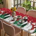 thumbnail image 3 of Red Snowman Christmas Table Cloths for 8 Foot Rectangle Tables, Winter Xmas Tree Snowflake Patio Waterproof Elastic Fitted Tablecloths, Washable Rectangular Table Cover for Camping, 3 of 8