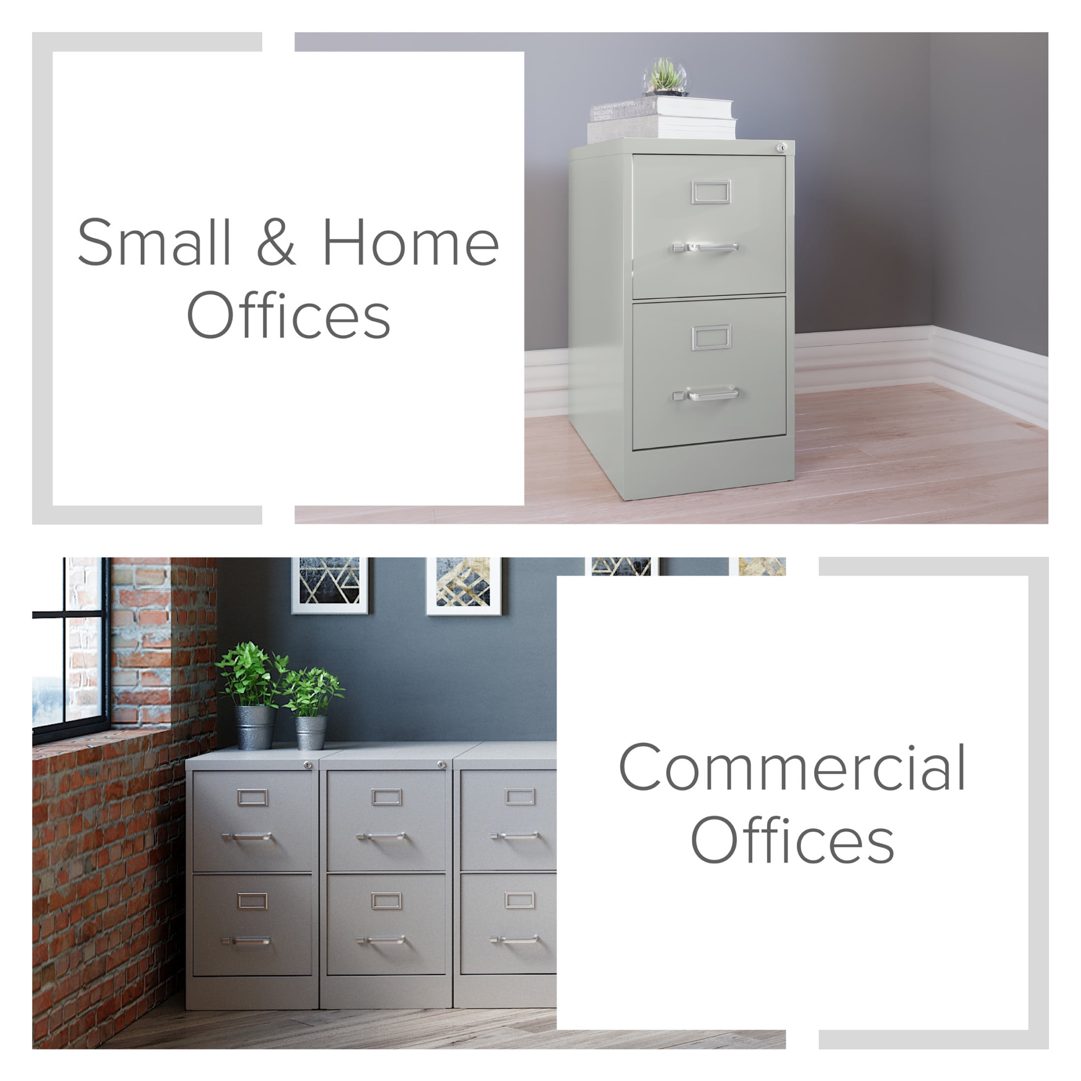 Hirsh 2 Drawer Letter Locking Metal Vertical File Cabinet, 22" Deep, Light Gray