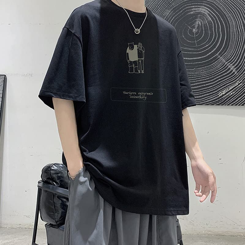 DanceeMangoos Mens 90s Vintage Oversize Shirts Y2K Grunge Cartoon Printed  Tee Short Sleeves Harajuku Streetwear Cyber Punk Top Tshirt
