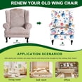 thumbnail image 4 of Wingback Chair Covers Pieces Stretch Printed Wing Back Chair Cover Sofa Slipcover Washable Wingback Armchair Slipcovers Furniture Protector with Elastic Bottom for Wingback Chairs, 4 of 7