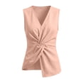 thumbnail image 6 of VBVC Women's Cotton Linen Twist Front Tank Top , Ladies' Deep V Neck Loose Fit Blouse , Summer Casual Vacation Sleeveless Shirt For Women,Pink,S-2XL, 6 of 6