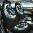 thumbnail image 3 of ZIATUBLE Moon Butterfly Flower Front Seat Cover Set Stretchy Car Front Seat Protector 2 Piece Auto Interior Accessories Comfortable Driver Seat Covers for Women Fit Most Cars Sedan SUV Van, 3 of 7