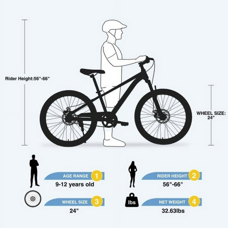 24 Mountain Bike for Kids Ages 9 12 Years Green Walmart
