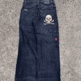thumbnail image 1 of JNCO-pantalones vaqueros holgados para hombre y mujer, Pantalón ancho de cintura alta, Harajuku, Hip Hop, Retro, bordado con gráfico de calavera, 1 of 5