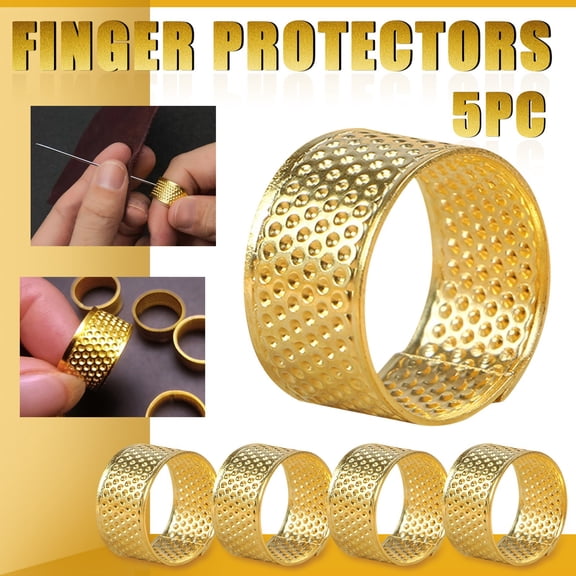 5pc Stainless Steel Thimbles Set, Thimbles for Hand Quilting, Metal Thimbles for Hand Sewing Finger Protector