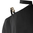 thumbnail image 5 of Women Casual Solid Halter Neck Button Strap Cold Shoulder Irregular Short Sleeves Shirt Blouse Top, 5 of 5