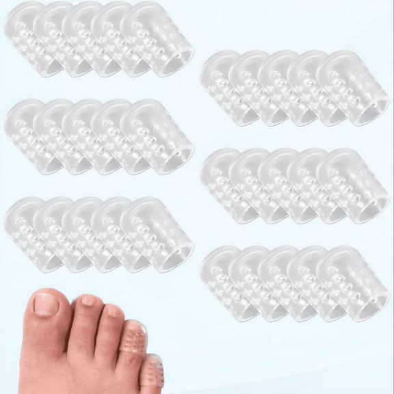 XIRQI 30pcs Silicone Anti-Friction Toe Protector, Toe Protectors for Shoes Silicone Toe Cover Clear Breathable Toe Protectors