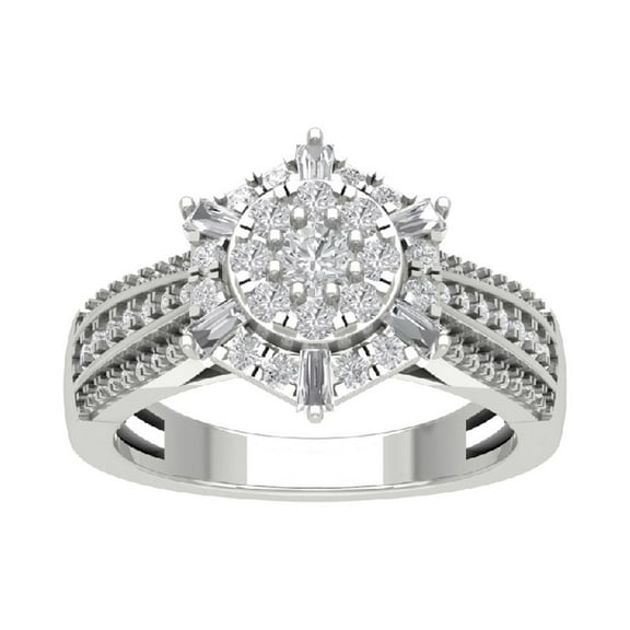 Araiya 10K White Gold Diamond Cluster Ring (1 cttw, I-J Color, I2-I3 Clarity), Size 7
